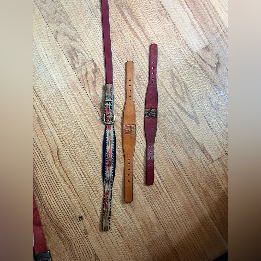 Vintage leather belt with 3 different faces